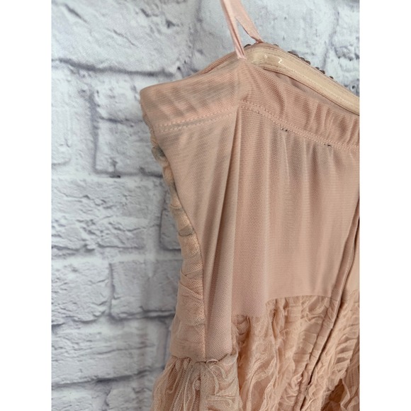 Trixxi Blush Pink Rosette Maxi Dress Rhinestone Sweetheart Formal Prom Size 9 - Picture 6 of 13